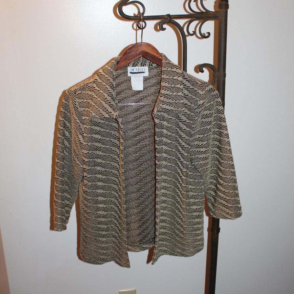 En Focus Petite 3/4 Sleeve Open Front Jacket